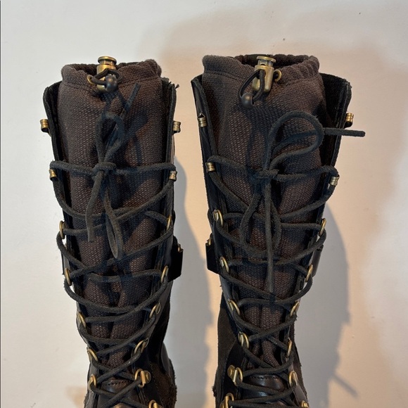 SOREL Boots Conquest Carly Tall Suede Leather Duck Black Size 6.5 - Picture 4 of 12